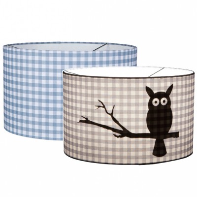 Suspension complète silhouette hibou pois gris (30 x 20 cm)
