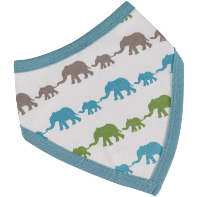 Bavoir bandana réversible éléphants bleu et vert (taille unique)