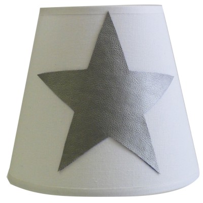 Abat-jour silver star blanc étoile grise pour lampe (13 x 14 cm)