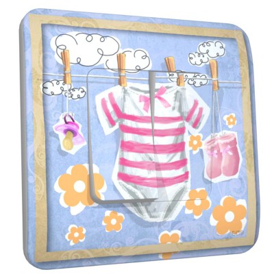 Interrupteur décoré double baby body rose