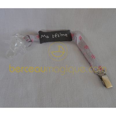 Attache-sucette Fleurs fuschia par Le petit rien