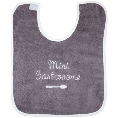 Bavoir ''Mini gastronome'' taupe / blanc par BB & Co