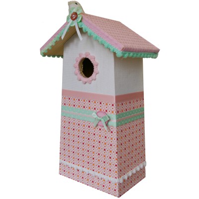 Cabane à oiseaux pretty pastels (12,5 x 9 x 26 cm)