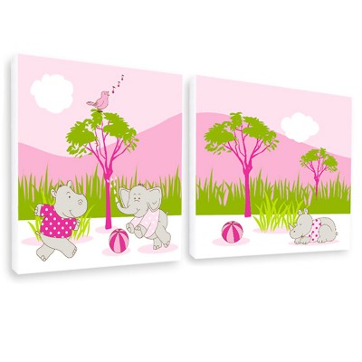 Tableau duo fille la savane (20 x 20 cm)