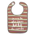 Bavoir Je suis le plus beau b�b� du monde ray� multicolore - BB & Co