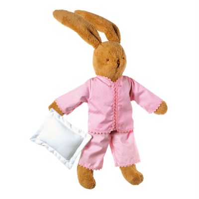 Lapin grand mod�le pyjama rose et coussin (34 cm) par Trousselier