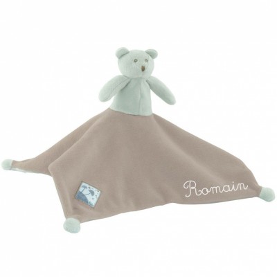 Doudou ours C�ladon personnalisable Basile et Lola par Moulin Roty