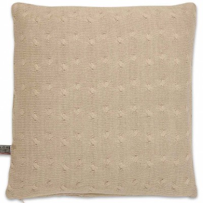 Coussin cable uni beige (40 x 40 cm)