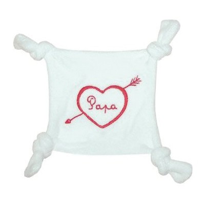 Doudou plat velours brod� Papa par BB & Co