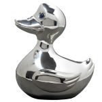 Tirelire Canard avec �charpe (m�tal argent�) - Orf�vrerie de Cr�vigny 