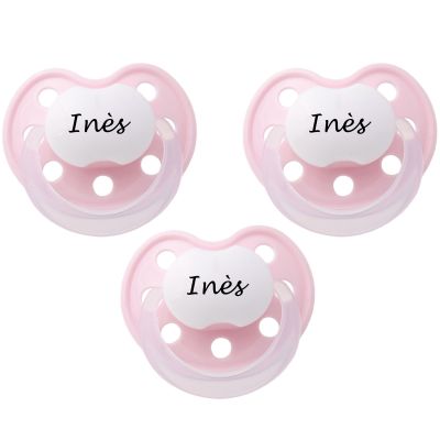 Lot de 3 sucettes personnalisables anatomiques deluxe rose en silicone (0-3 mois)