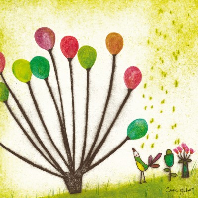 Tableau marchand de ballons by soizic gilibert (30 x 30 cm)