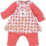 Combinaison robe Corail, rouge & co (naissance au 6 mois) - Sucre d'orge