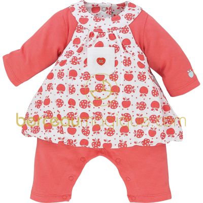 Combinaison robe Corail, rouge & co (naissance au 6 mois) par Sucre d'orge