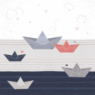 Tableau en mer by sophie cordier bateaux de papier (30 x 30 cm)