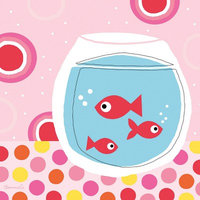 Tableau poissons confettis rose by clémence g. (30 x 30 cm)