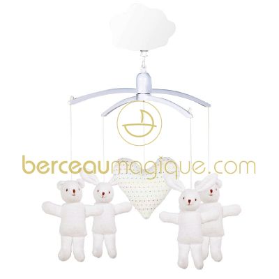 Mobile musical Ours lapin et coeur  par Trousselier