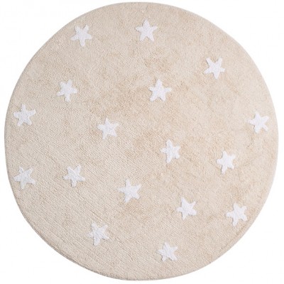 Tapis souple beige etoiles (diamètre 140 cm)