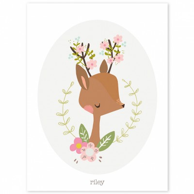 Poster faon vintage my little fawn by vicky carpenter (30 x 40 cm)