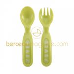 Lot de 2 couverts pour b�b� vert  - B�aba
