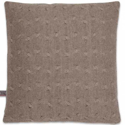 Coussin cable uni taupe (40 x 40 cm)