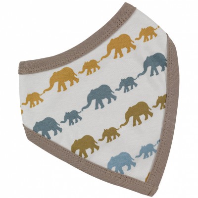 Bavoir bandana réversible éléphants marron et jaune (taille unique)