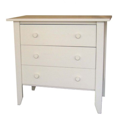 Commode tilleul 3 tiroirs finition laqué blanc