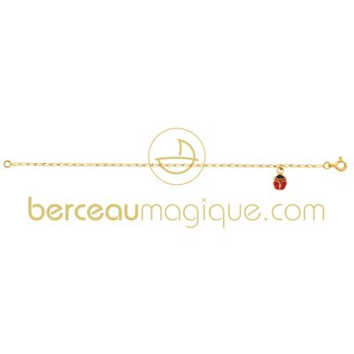 Bracelet fantaisie avec breloque coccinelle rouge (or jaune 750�)  par Berceau magique bijoux