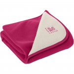 Couverture r�versible double polaire framboise et ivoire (100 x 72 cm) - Red Castle