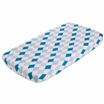 Drap housse de lit losanges menthe (60 x 120 cm)