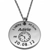 M�daille de naissance ronde avec cha�ne (plaqu� argent rhodi�)