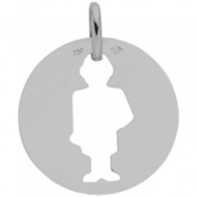 Pendentif petit tr�sor gar�on ajour� (or gris) par A.Augis