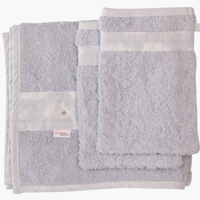 Set 1 serviette et 2 gants de toilette clouds