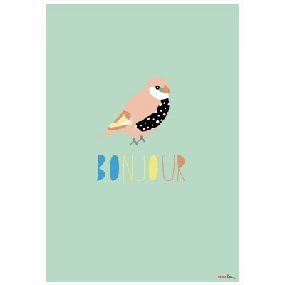 Affiche verte bonjour (60 x 40 cm)