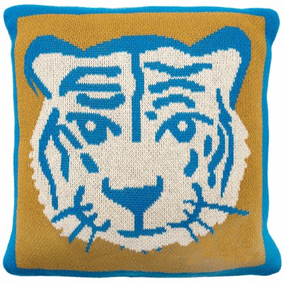 Coussin carré tricot tigre (25 x 25 cm)