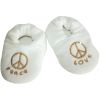 Chaussons velours brod� ''Peace & Love'' �cru / or