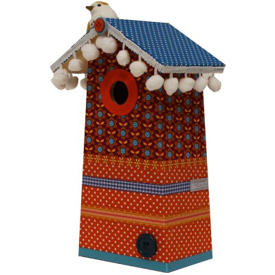 Cabane à oiseaux retro vintage (12,5 x 9 x 26 cm)
