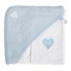 Cape de bain brod�e ''Petit BB d'amour'' et gant blanc et bleu