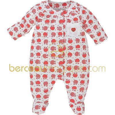 Pyjama en maille imprim� Corail, rouge & co (pr�matur� au 12 mois) par Sucre d'orge