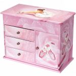 Grande bo�te � bijoux musicale � tiroirs Ballerine rose - Trousselier