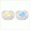 Lot de 2 sucettes a�r�es tendance 0-6 mois (jaune et bleue)