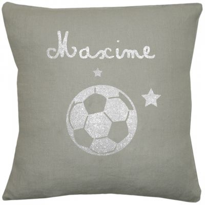Coussin carré vert tendre en lin personnalisable (45 x 45 cm)