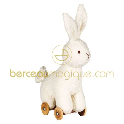 Mini lapin � roulettes ivoire (17 cm)   par  Trousselier