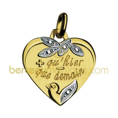 Pendentif coeur message d'amour (or jaune) par A.Augis