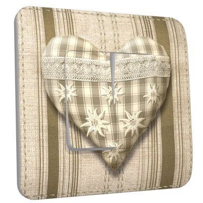 Interrupteur décoré double coeur et edelweiss