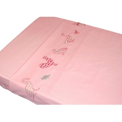 Drap animaux de la ferme rose (100 x 80 cm)