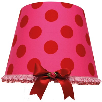 Abat-jour candy colours fuchsia à pois rouges pour suspension (35 x 28 cm)