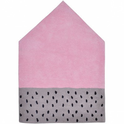 Tapis coton maison rose et gris happy clouds by aless baylis (100 x 140 cm)