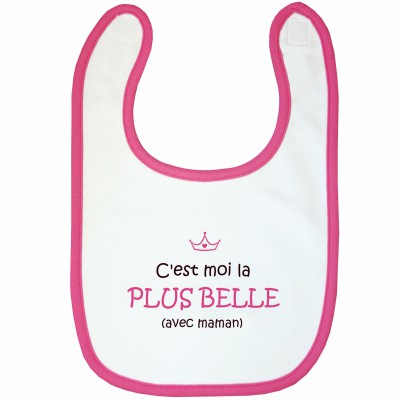 Bavoir C'est moi la plus belle blanc par BB & Co