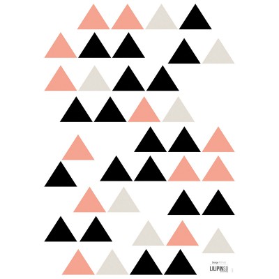 Stickers a3 triangles noirs et corail origami play by claudia soria (29,7 x 42 cm)